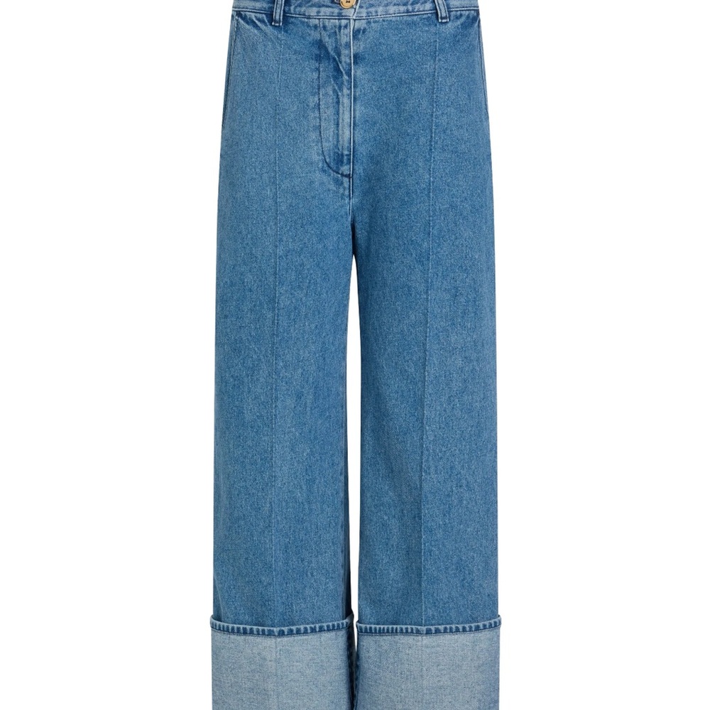 Patou Iconic Straight Leg Cropped Jean with Wide Cuff